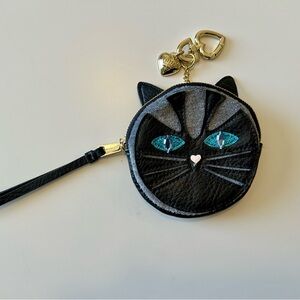 Juicy Couture Cat Coin Purse / Bag Charm – Blue Sparkly Jeweled Eyes 🐈‍⬛💙